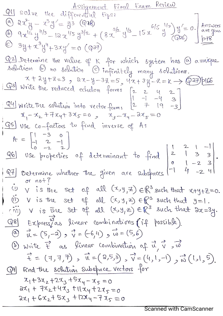 Solved Linear Algebra&Diff. Equations | Chegg.com