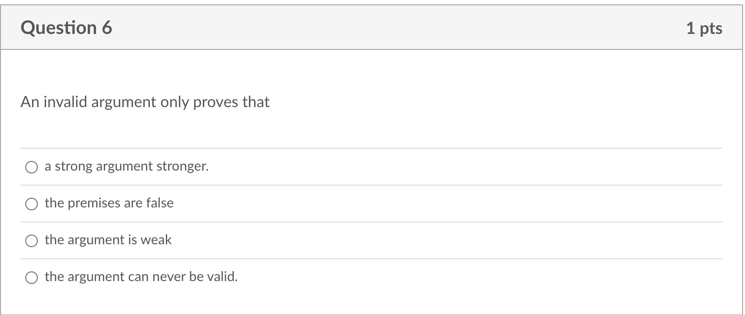 An invalid argument only proves that a strong | Chegg.com