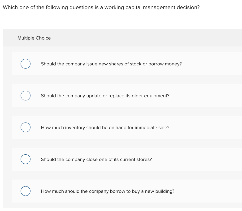 Solved Which One Of The Following Questions Is A Working Chegg