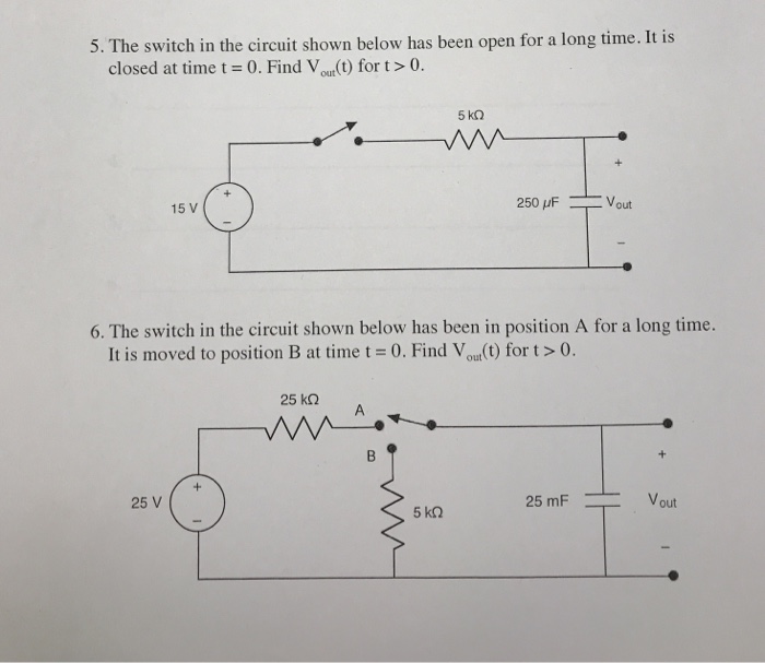 Solved 5. The switch in the circuit shown below has been | Chegg.com