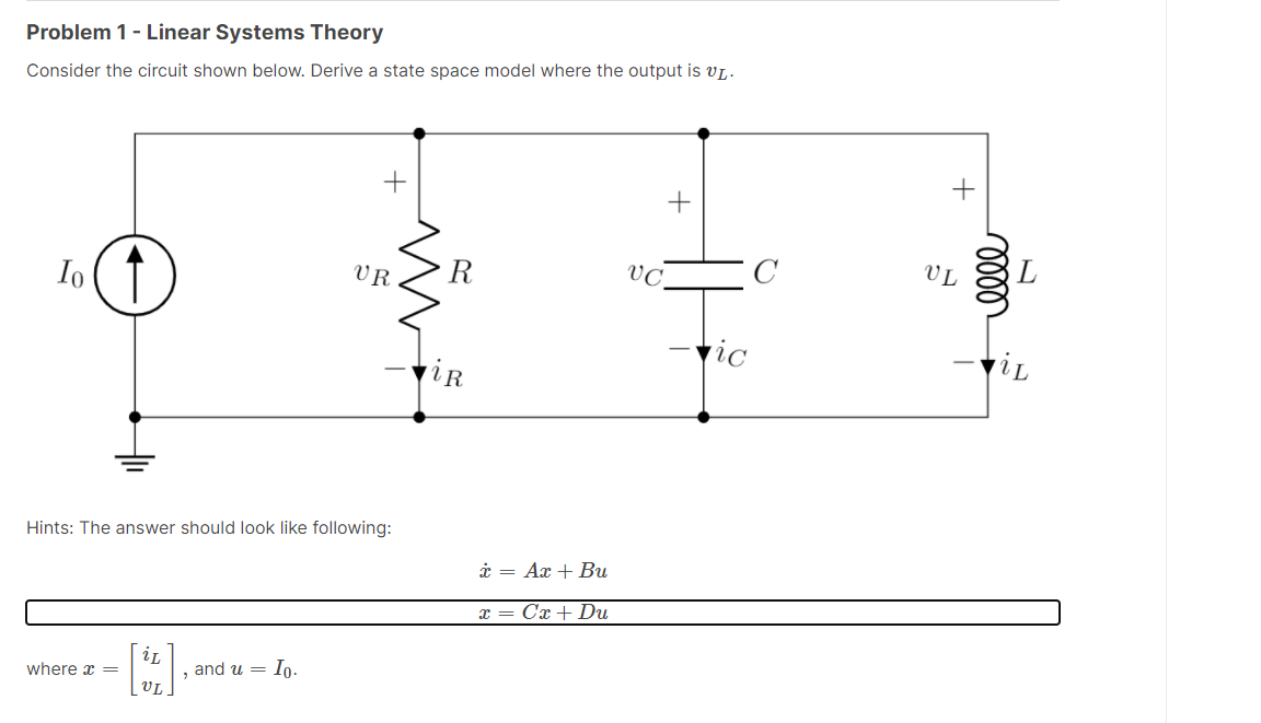 Solved Problem 1 - Linear Systems Theory Consider the | Chegg.com