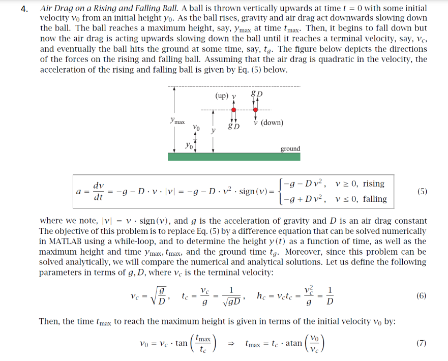 Solved Air Drag on a Rising and Falling Ball. A ball is | Chegg.com