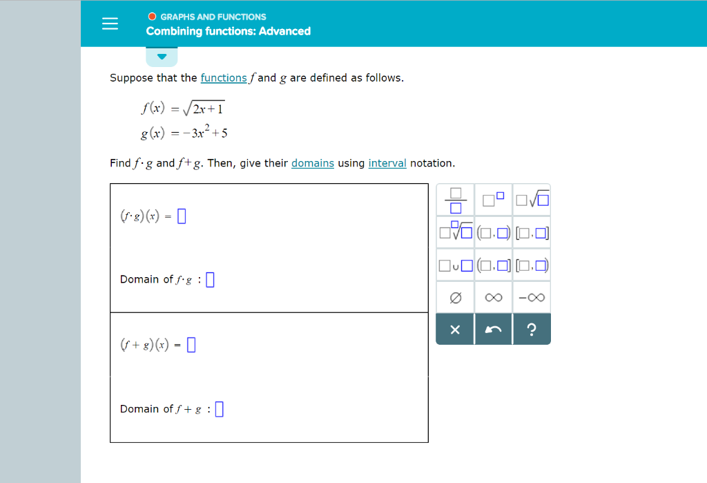 Solved O Graphs And Functions Combining Functions Advanced