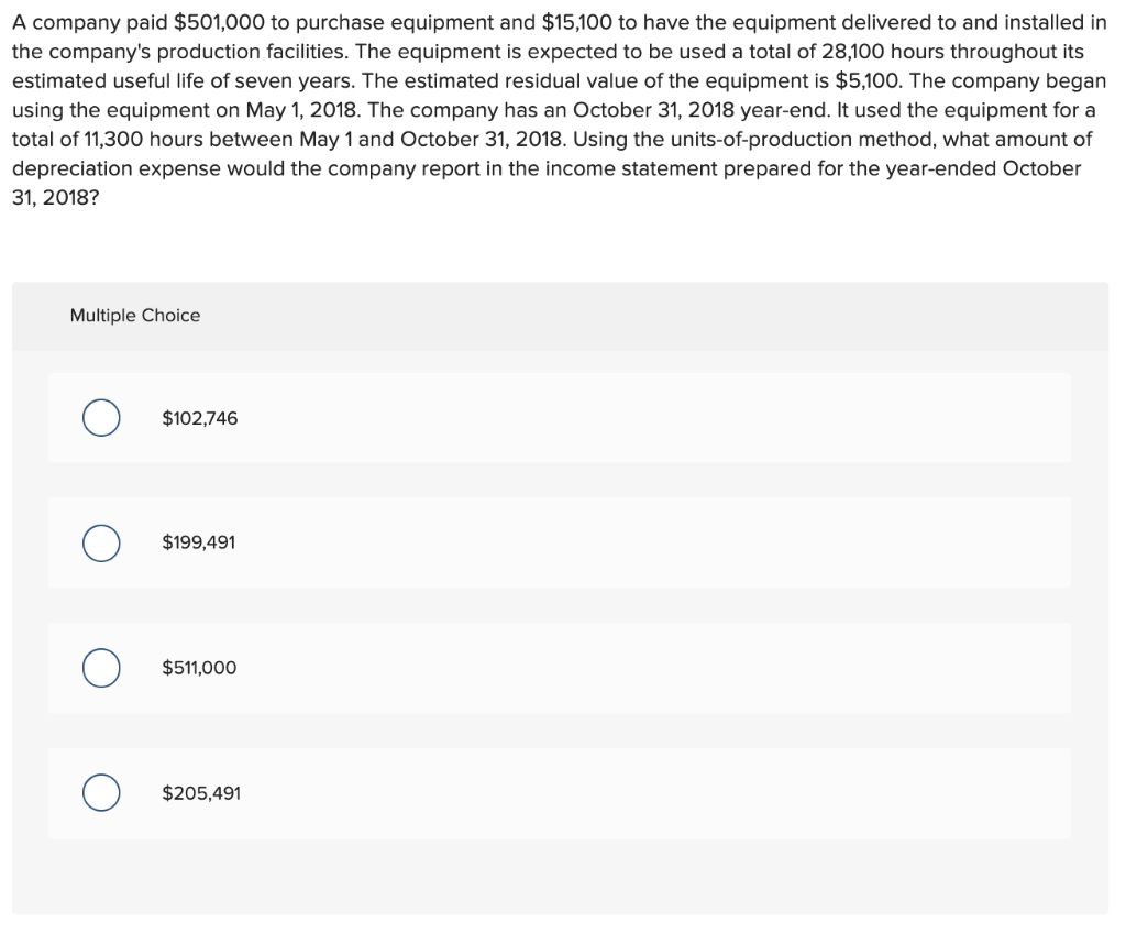 Solved A company paid $501,000 to purchase equipment and | Chegg.com