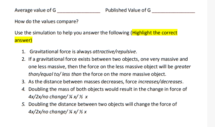 Phet Gravity Force Lab Basics Answer Key GustavoGargiulo Free 