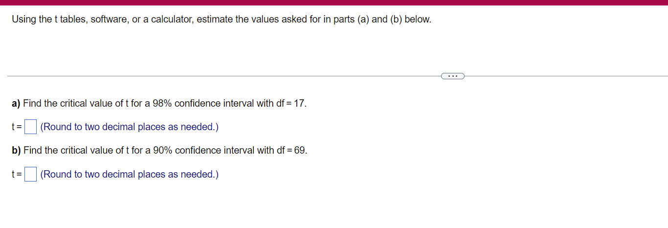 Solved Using the t tables, software, or a calculator, | Chegg.com