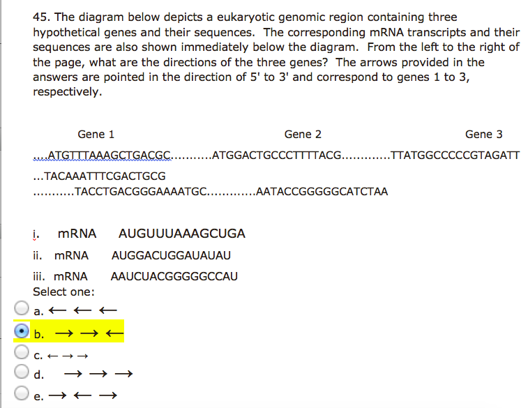 Solved 45. The diagram below depicts a eukaryotic genomic | Chegg.com