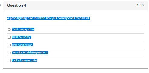 Solved Question 4 1 pts A propagating rule in static Chegg com