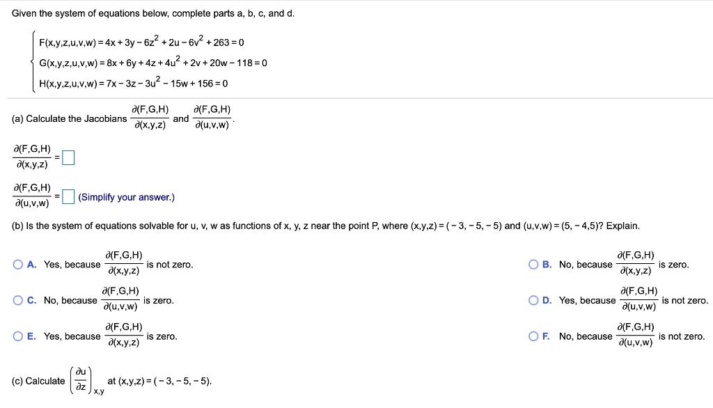 Solved Given The System Of Equations Below Complete Part Chegg Com