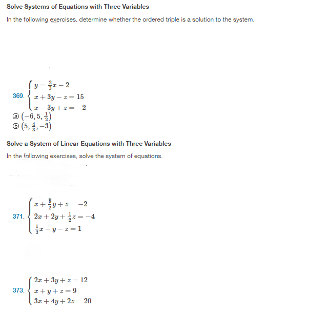 Solved Solve Systems of Equations with Three Variables In | Chegg.com