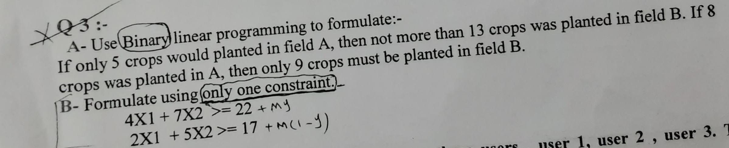 Solved xes A-Use Binary linear programming to formulate:- If | Chegg.com