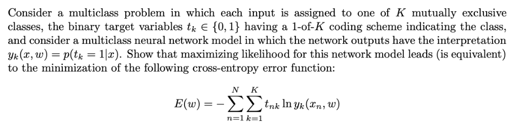 Consider a multiclass problem in which each input is | Chegg.com