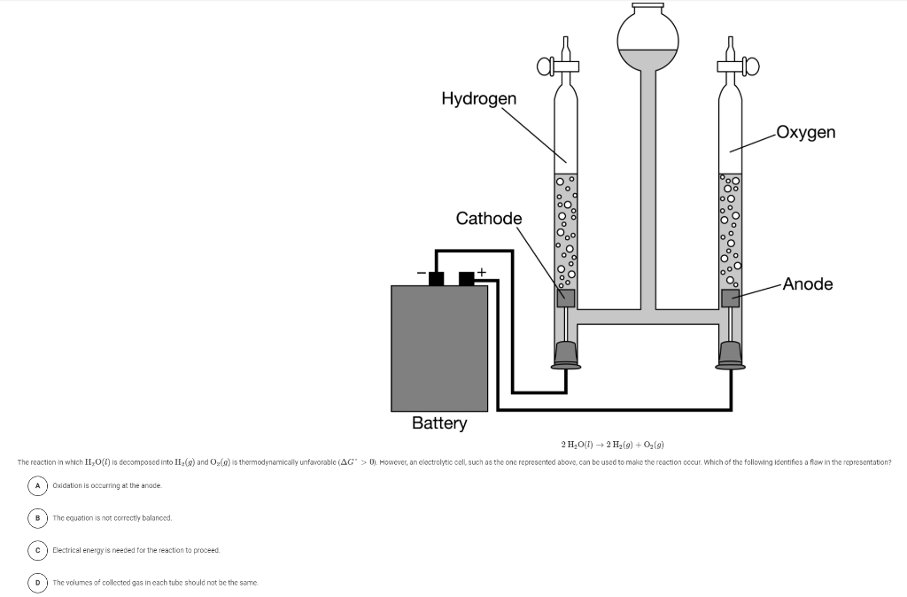 Solved Hydrogen Oxygen Cathode Anode Battery 2 H2O(l) + 2 H | Chegg.com