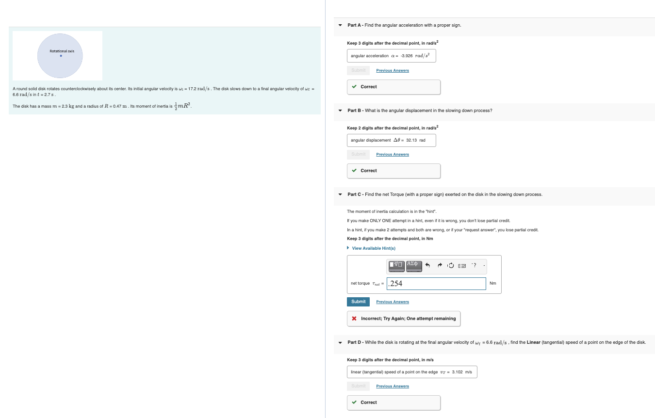 Solved - Part A - Find the angular acceleration with a | Chegg.com