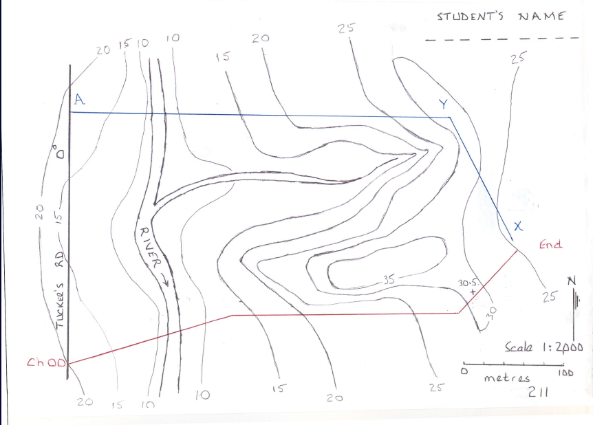 VERTICAL ALIGNMENT (30 MARKS) Using the contours on