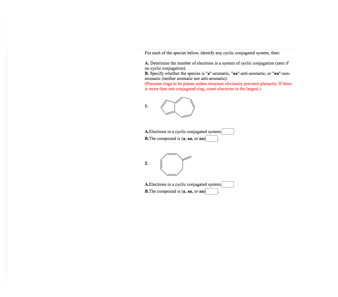 Solved For each of the species below, identify any cyclic | Chegg.com