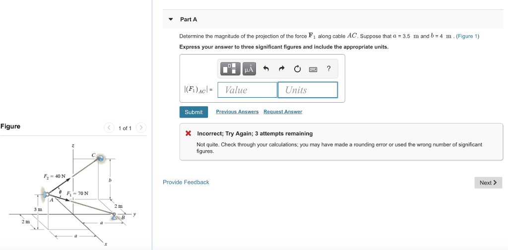 Solved Part A Determine The Magnitude Of The Projection Of 