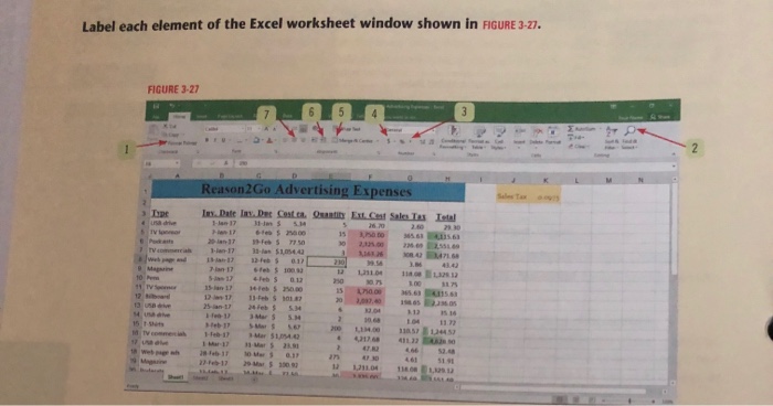 Solved Concepts Review Label the elements of the Excel | Chegg.com