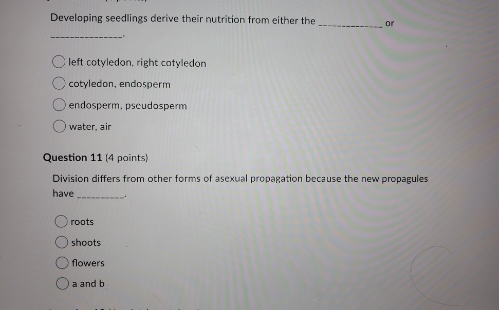 Solved Developing seedlings derive their nutrition from | Chegg.com