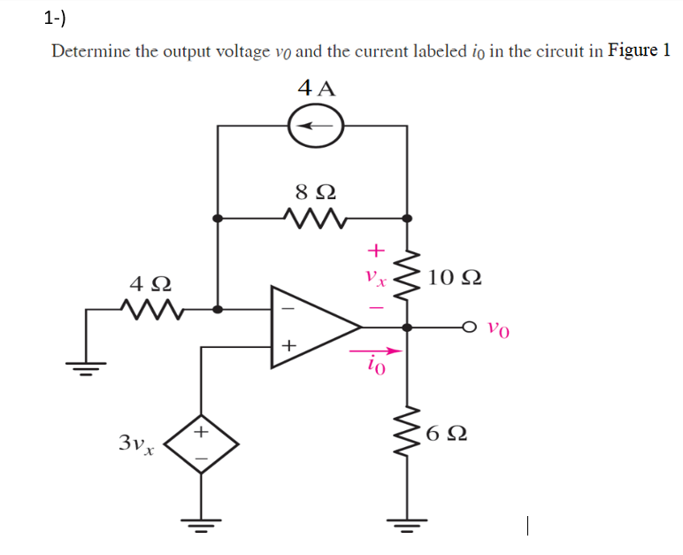 Solved 1-) Determine the output voltage vo and the current | Chegg.com