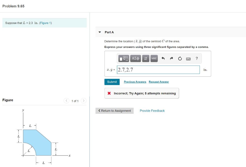 Solved Problem 9.65 Suppose that L = 2.3 in. (Figure 1) Part | Chegg.com