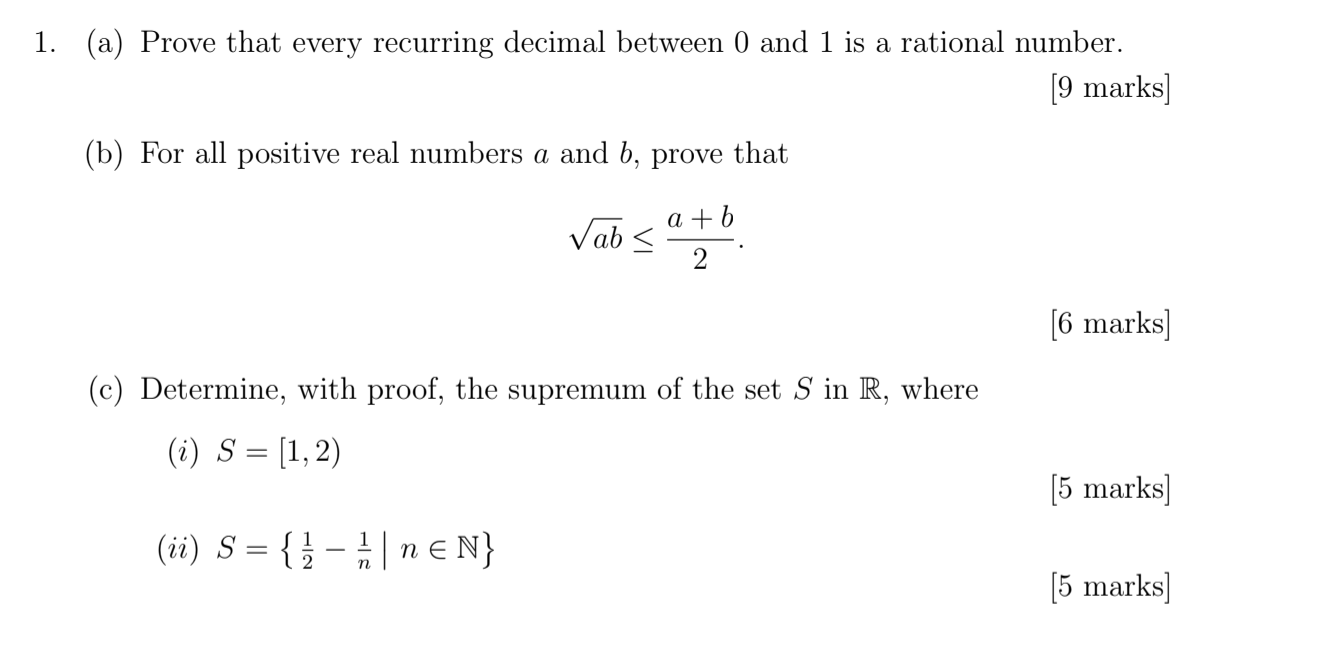 Solved 1. (a) Prove that every recurring decimal between 0 | Chegg.com