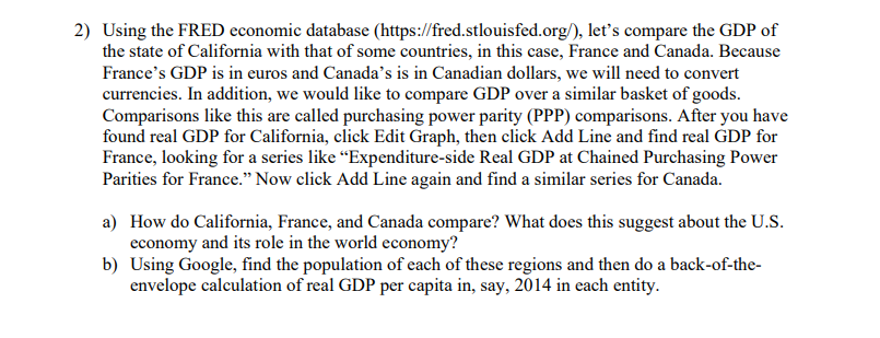 Solved 2) Using The FRED Economic Database | Chegg.com