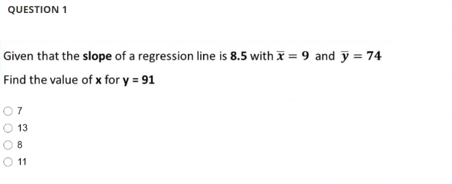 Solved QUESTION 1 Given that the slope of a regression line | Chegg.com
