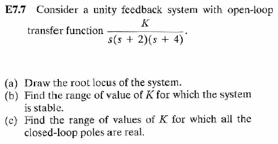 Solved E7.7 Consider a unity feedback system with open-loop | Chegg.com