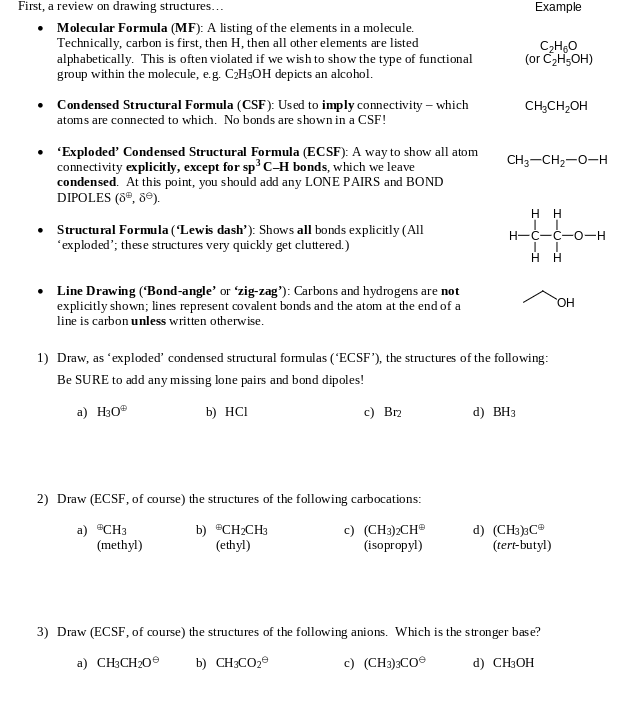 Solved 1) Draw, as 'exploded' condensed structural formulas | Chegg.com