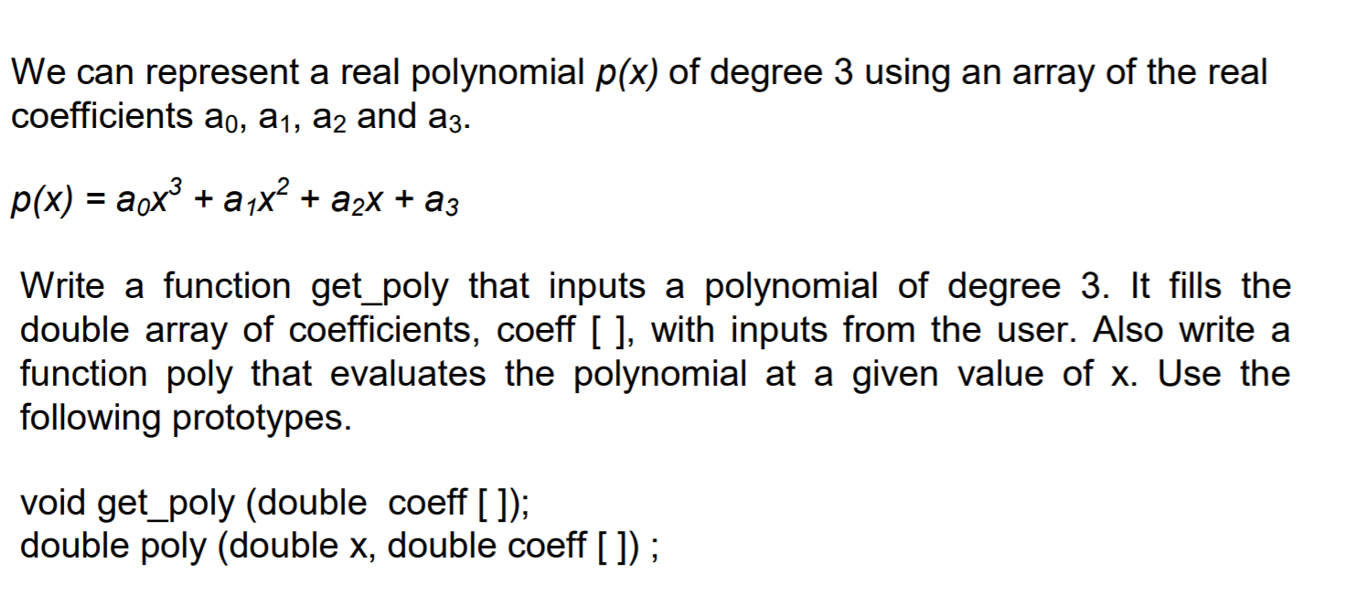 Solved We can represent a real polynomial p(x) of degree 3 | Chegg.com