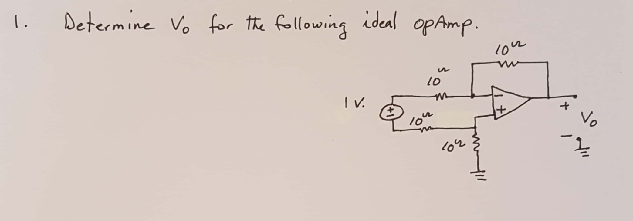 Solved 1. Determine vo for the following ideal op Amp. 10 | Chegg.com