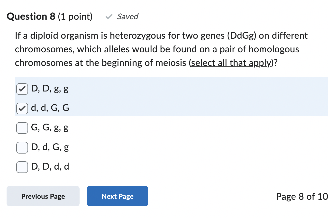 Solved If a diploid organism is heterozygous for two genes | Chegg.com