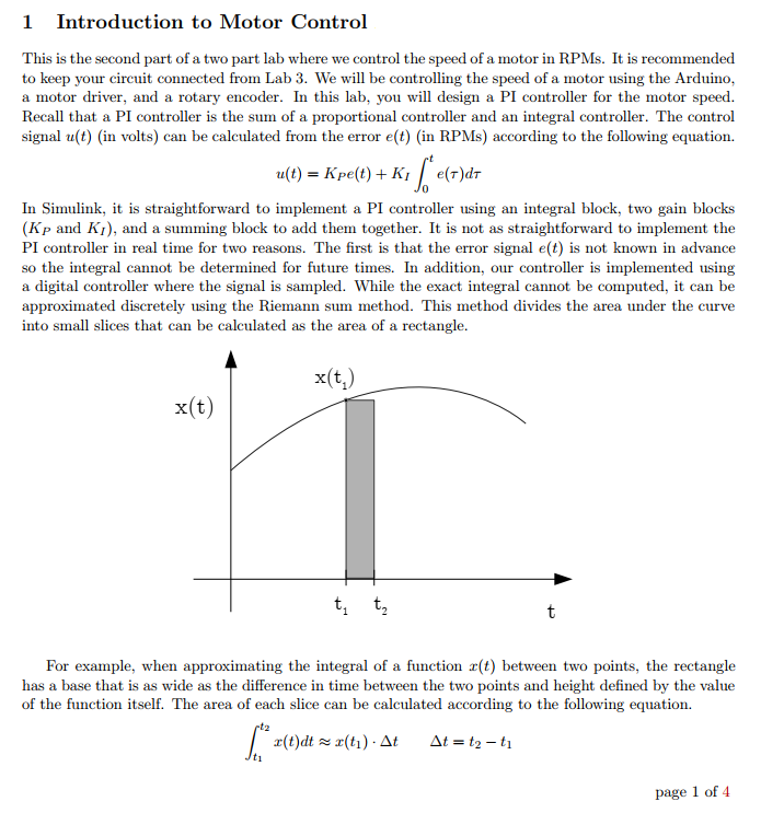 1 Introduction to Motor Control This is the second | Chegg.com