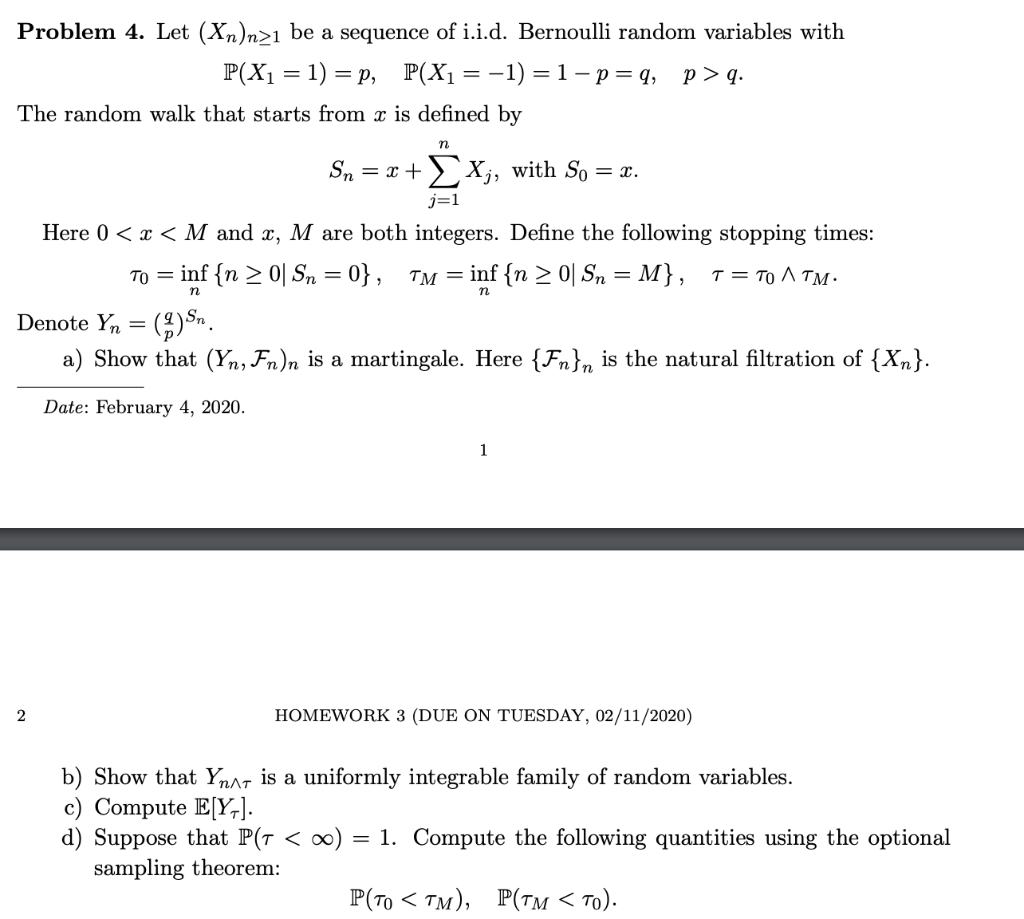 Problem 4 Let N 1 Be A Sequence Of I I D Ber Chegg Com