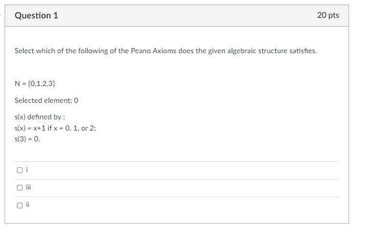 Solved Question 1 20 pts Select which of the following of | Chegg.com