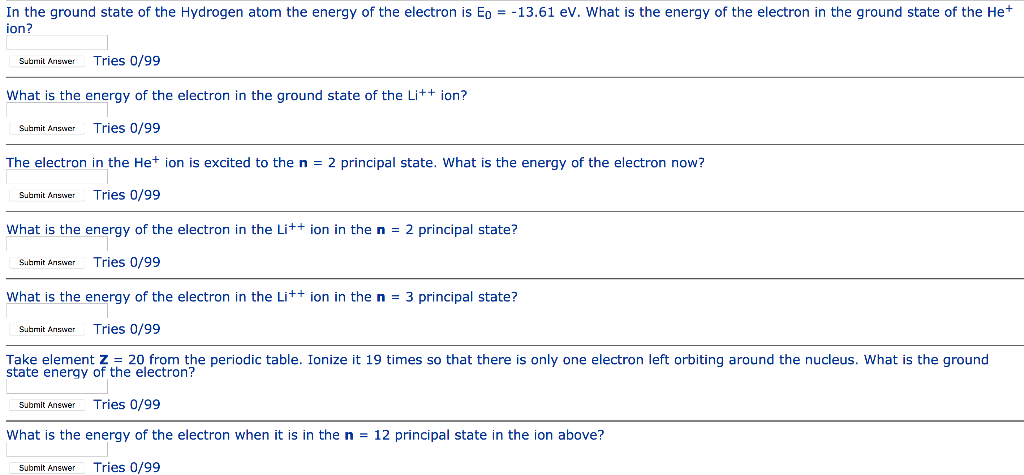 Solved In the ground state of the Hydrogen atom the energy | Chegg.com