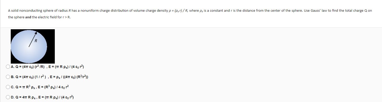 Solved A solid nonconducting sphere of radius R has a | Chegg.com