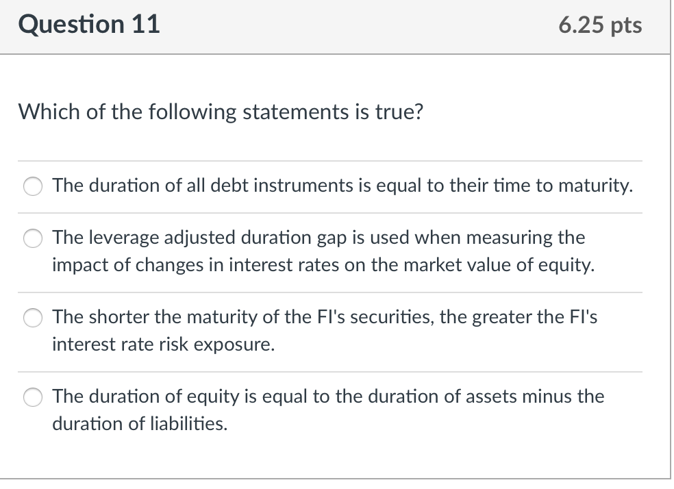 Solved Question 11 6.25 pts Which of the following | Chegg.com