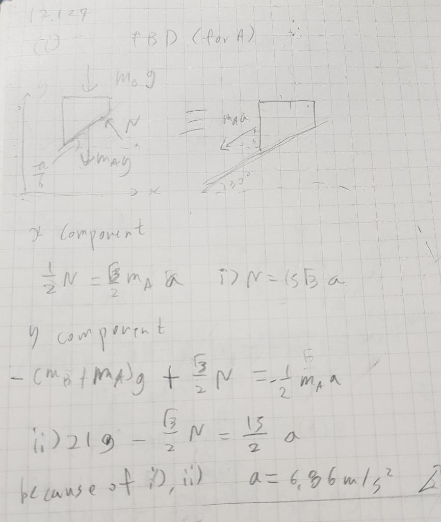 Solved A 12-lb block B rests as shown on the upper surface | Chegg.com