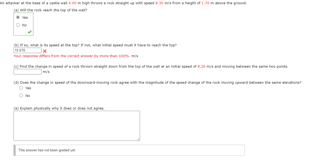 Solved An attacker at the base of a castle wall 4.00 m high