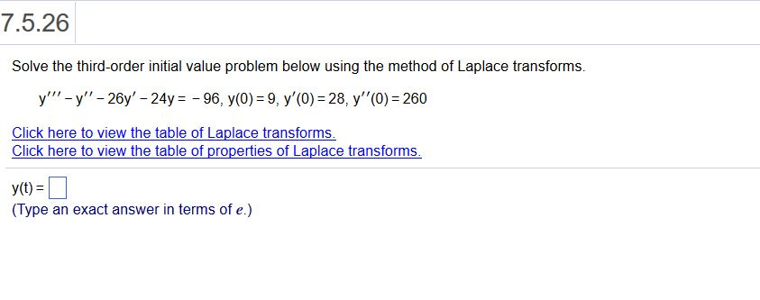 Solved 7.5.26 Solve the third-order initial value problem | Chegg.com