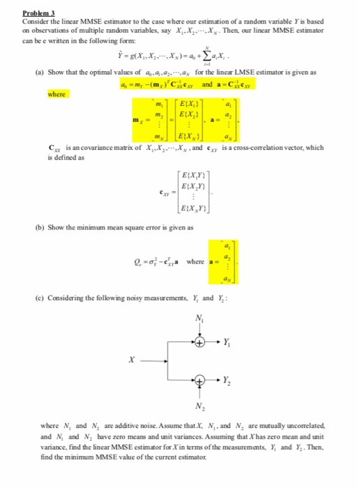 Solved Consider The Linear MMSE Estimator To The Case Where | Chegg.com