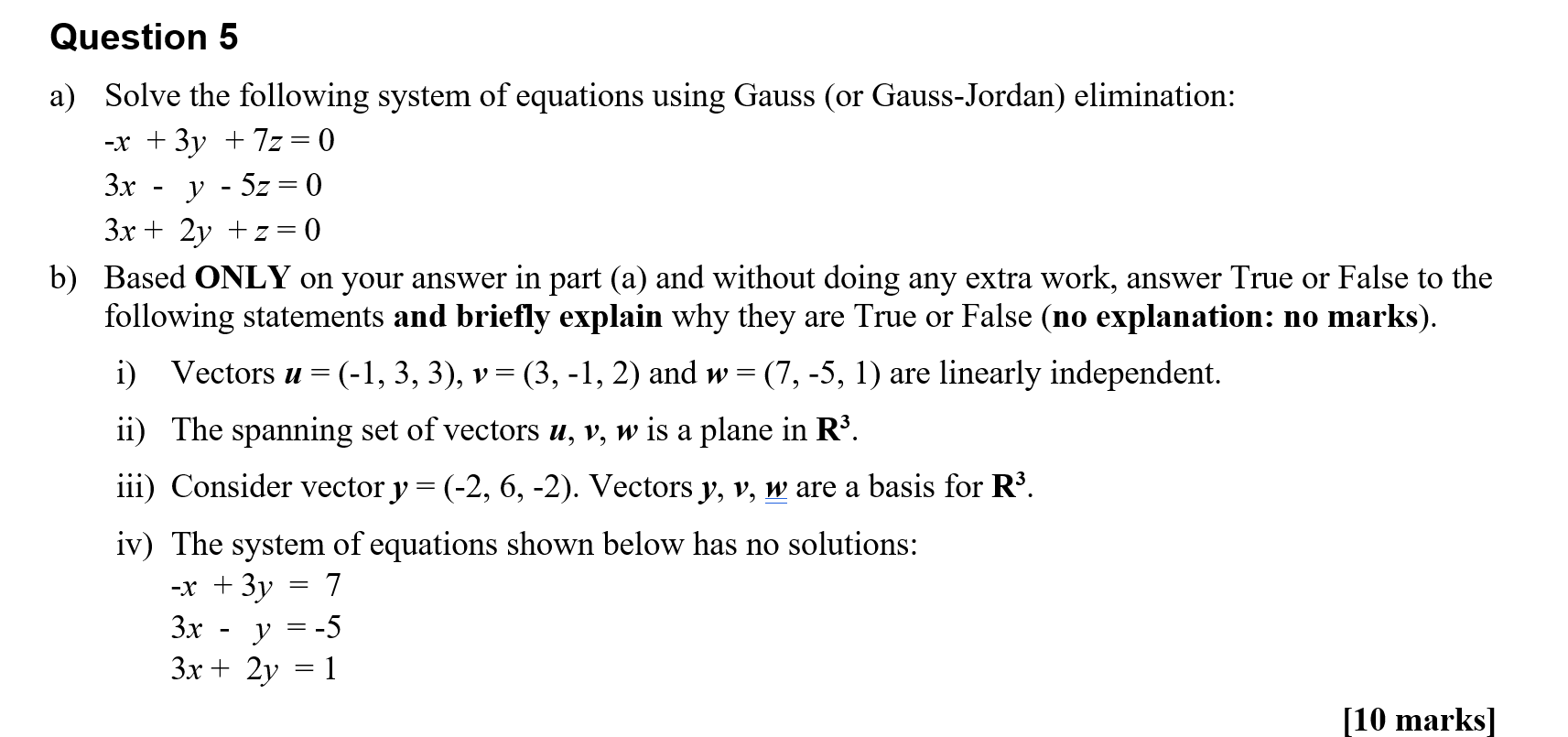 Solved a) Solve the following system of equations using | Chegg.com