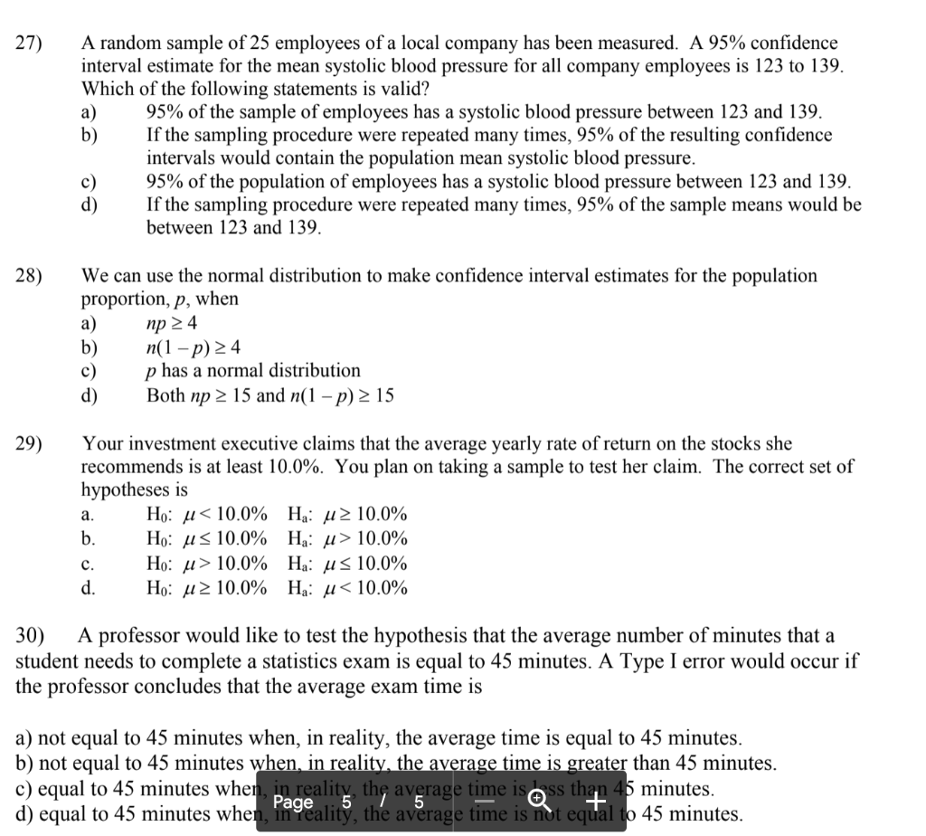 Solved 27 A Random Sample Of 25 Employees Of A Local Chegg Com