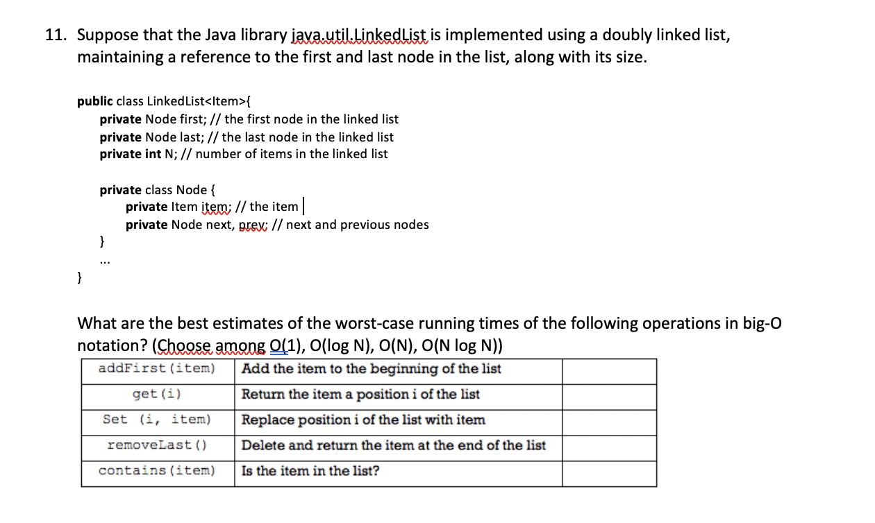 Solved 11. Suppose that the Java library java util | Chegg.com