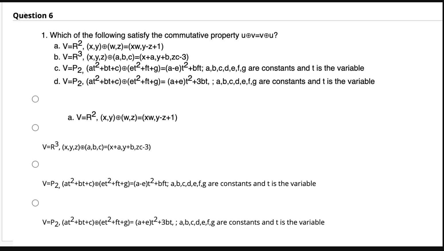 Solved Question 6 1 Which Of The Following Satisfy The C Chegg Com