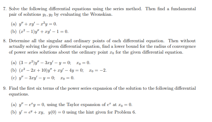 Solved 7. Solve the following differential equations using | Chegg.com