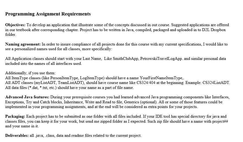 Solved Programming Assignment Requirements Objectives: To | Chegg.com