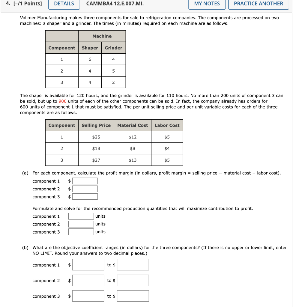 Solved 4. [-/1 Points] DETAILS CAMMBA4 12.E.007.MI. MY NOTES | Chegg.com